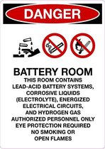 Sticker 'Danger: Battery room, several dangerous acids' 210 x 148 mm (A5)