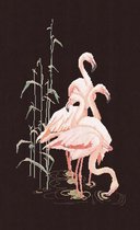 Thea Gouverneur - Borduurpakket met telpatroon - 1070.05 - Voorgesorteerde DMC Garens - Flamingo - Zwart Aida - 32 cm x 55 cm - DIY Kit