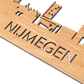 Skyline Nijmegen Eikenhout  - 120 cm - Woondecoratie design - Wanddecoratie met LED verlichting