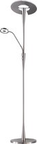 LED Vloerlamp - Trion Qubico - 34W + 5W - Aanpasbare Kleur - 2-lichts - Dimbaar - Rond - Mat Nikkel - Aluminium - BES LED