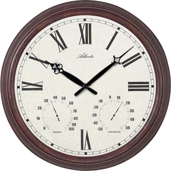Crosstime 40 cm Grote Buitenklok Waterdicht met Thermometer Retro Vintage Wandklokken voor Tuin Patio Zwembad Woonkamer Decor - 16 Inch Brons, Binnen/ Buiten Crosstime 40 cm Grote Buitenklok Waterdicht met Thermometer Retro Vintage Wandklokken voor Tuin Patio Zwembad Woonkamer Decor - 16 Inch Brons, Binnen/ Buiten