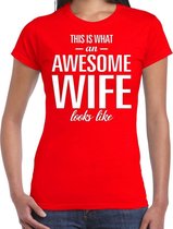 Awesome wife / echtgenote cadeau t-shirt rood dames L