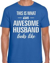 Awesome Husband / echtgenoot cadeau t-shirt blauw heren XL