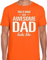 Awesome Dad cadeau t-shirt oranje heren - Vaderdag  cadeau S