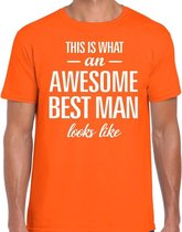 Awesome best man/getuige cadeau t-shirt oranje heren S