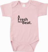 Baby rompertje A fresh new beat | Korte mouw 50/56 Licht roze