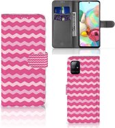 Geschikt voor Samsung Galaxy A71 Telefoon Hoesje Waves Pink
