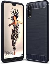 Geborstelde TPU Cover - Huawei P20 - Blauw