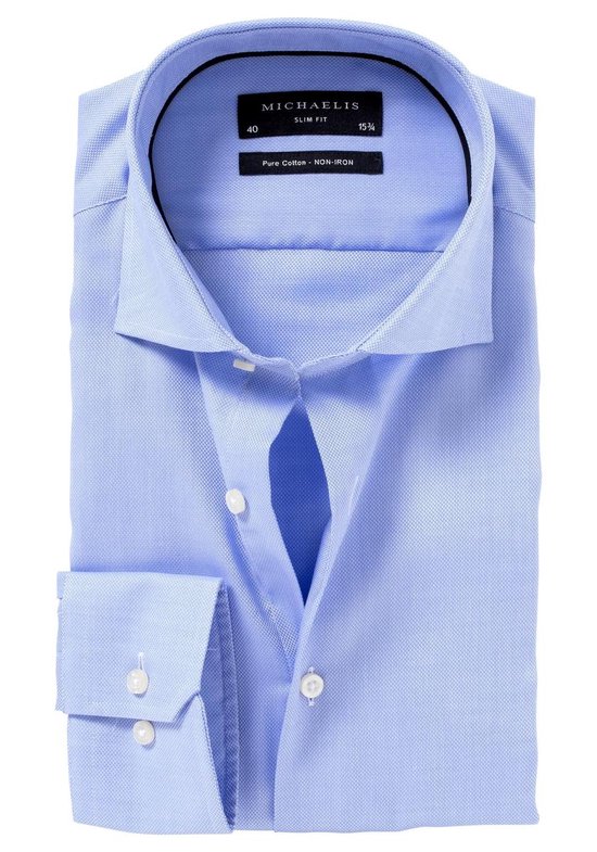 Michaelis slim fit overhemd - Oxford - lichtblauw - Strijkvrij - Boordmaat: 42