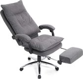 Nancy's Luxe Bureaustoel - Ergonomische Bureaustoelen - Bureaustoelen Voor Volwassenen - Game Stoel - Directiestoel - Hoofdsteun - Voetensteun - Grijs - Leer