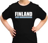 Finland supporter t-shirt zwart voor kids - Fins landen shirt - Finland supporters kleding 110/116