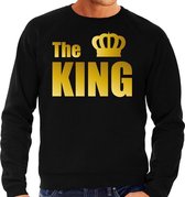 The king sweater / trui zwart met gouden letters en kroon heren 2XL