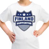 Finland schild supporter  t-shirt wit voor kinderen XS (110-116)