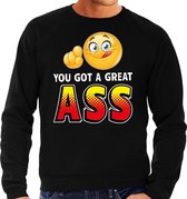 Funny emoticon sweater You got a great ass zwart heren L (52)