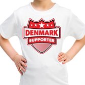 Denemarken / Denmark schild supporter  t-shirt wit voor kinder M (134-140)