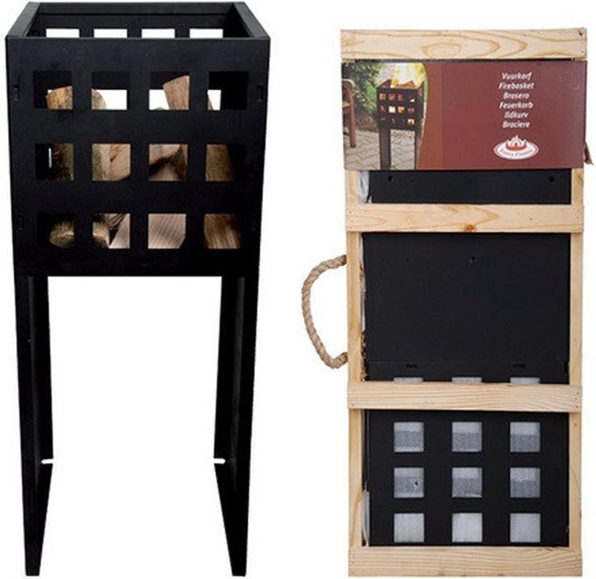 Esschert Design Fire Basket 30 x 30 x 75 cm