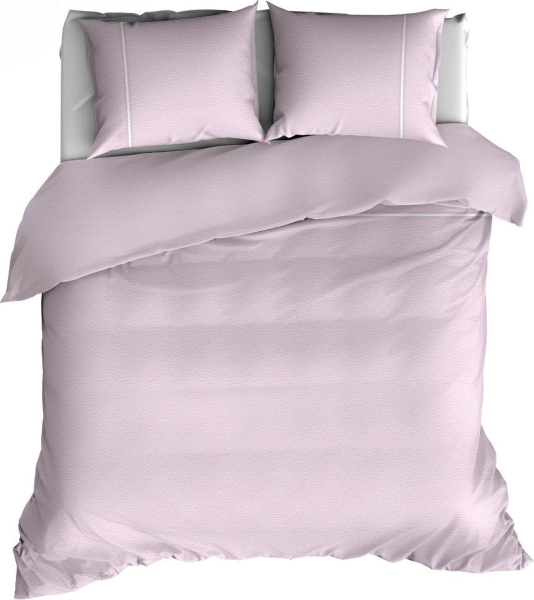 Romanette Duchesse flanel dekbedovertrek - Roze/wit - 2-persoons (200x200/220 cm + 2 slopen)