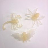 Halloween 3x stuks glow in the dark horror dieren met zuignappen - Halloween decoratie beesten/insecten lichtgevend
