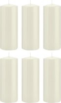 6x Ivoorwitte cilinderkaarsen/stompkaarsen 8 x 20 cm 119 branduren - Geurloze kaarsen - Woondecoraties