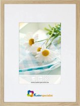 Vlakke Houten Wissellijst - Fotolijst - 50x60 cm - Helder Glas - Natuur Eik - 15 mm