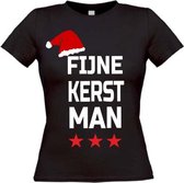 Fijne kerstman T-shirt maat M Dames zwart