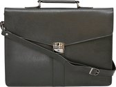 Tassia Aktetas Leer - Laptoptas 15.6" - ECHT LEER - Schoudertas -zwart (9895 zwart))