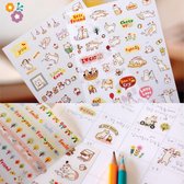 6 velletjes Kawaii Stickers met katten, bloemetjes en teksten - Super schattig