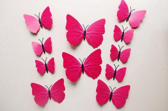 Muurstickers Vlinder Roze 3D muurdecoratie Vlinders - LeuksteWinkeltje