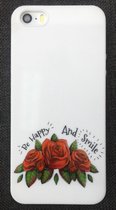 Apple Iphone 5 / 5S / SE2016 wit siliconen hoesje - be happy and smile
