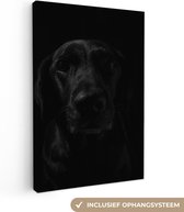 Canvas Schilderij Hond - Huisdier - Zwart - 60x90 cm - Wanddecoratie