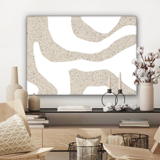 Tableau sur toile 80x60 cm - Décoration murale abstraite - Terrazzo - Design - Beige - Décoration murale salon - Décoration chambre - Accessoires de décoration - Peintures sur toile