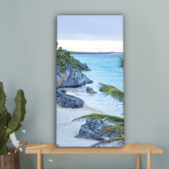 Tableau sur toile Tulum l'ancienne ville portuaire sur la mer des Caraïbes au Mexique - 40x80 cm - Décoration murale