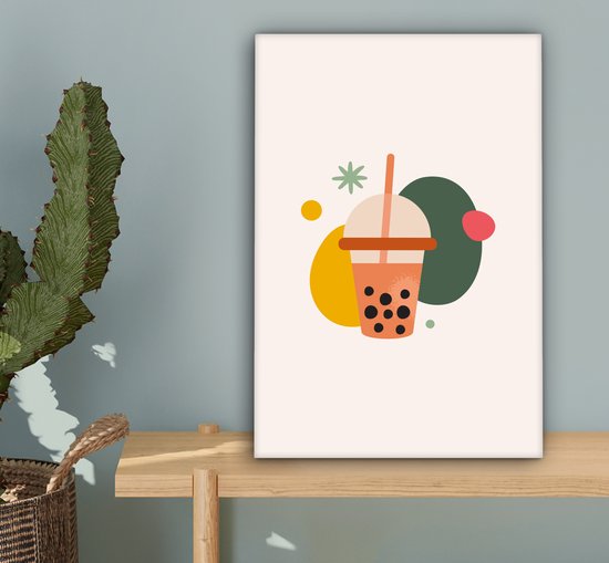Toile Peinture Été - Couleurs - Bubble Tea - 20x30 cm - Décoration murale