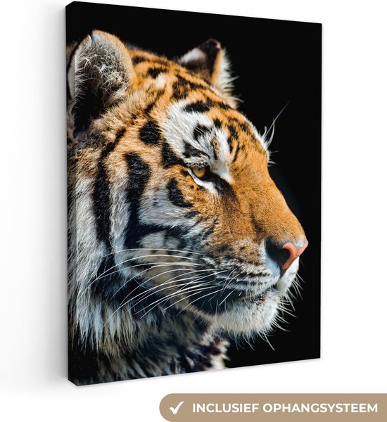 Portrait tigre de Sibérie toile 40x60 cm - Tirage photo sur toile peinture (Décoration murale salon / chambre) / Animaux Peintures sur toile
