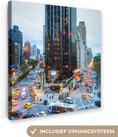 Canvas Schilderij New York - Broadway - Taxi - 20x20 cm - Wanddecoratie