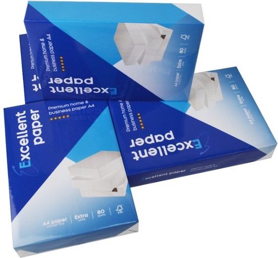 Excellent Papier A4 - 80 grammes - 1 boîte 5 paquets de 500 feuilles