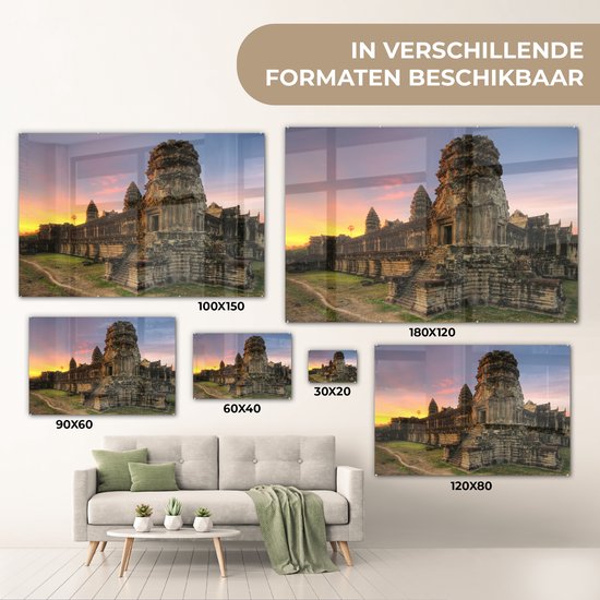 Lever de soleil à Angkor Wat au Cambodge Plexiglas 90x60 cm - Tirage photo sur Glas (décoration murale en plexiglas)