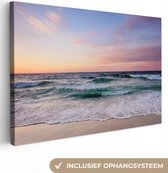Canvas schilderij 140x90 cm - Wanddecoratie Strand - Pastel - Kleuren - Muurdecoratie woonkamer - Slaapkamer decoratie - Kamer accessoires - Schilderijen