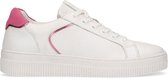 Manfield - Dames - Witte leren sneakers met roze details - Maat 36