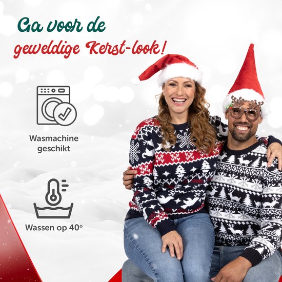 Wrong Christmas Sweater Femmes & Hommes - Pull de Noël - « Modern Blauw & Wit» - Homme & Femme Taille XS