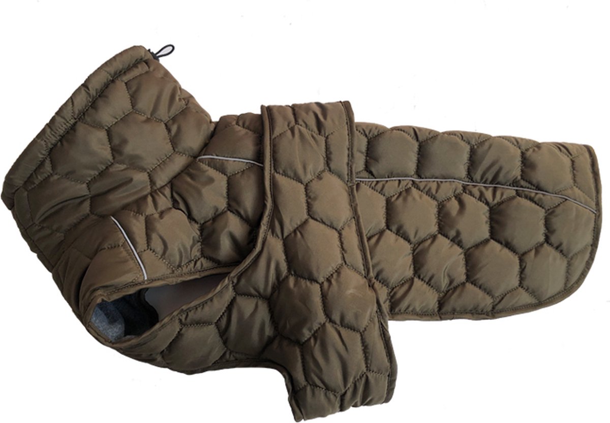 Dogs&Co Honden Winterjas Army Groen Maat L voor grotere honden Ruglengte 55cm en Borstomvang 76-84cm
