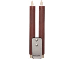 Anna's Collection LED dinerkaarsen - antiek roze - 2x st - 23 cm
