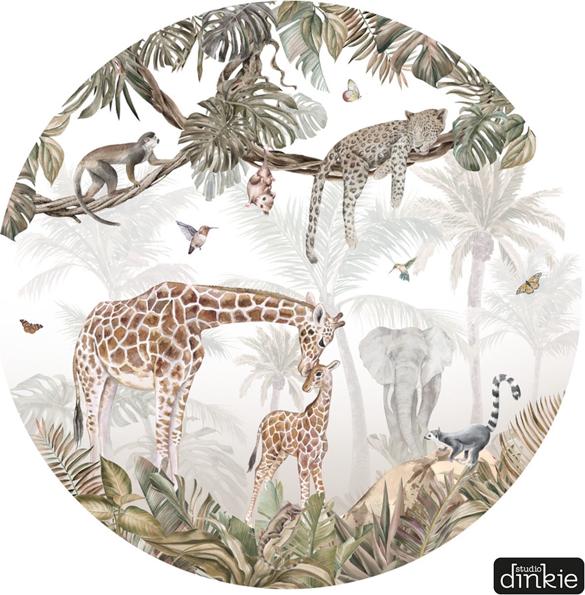Studio Dinkie | Muurcirkel Jungle wereld | Babykamer | Kinderkamer | Decoratie