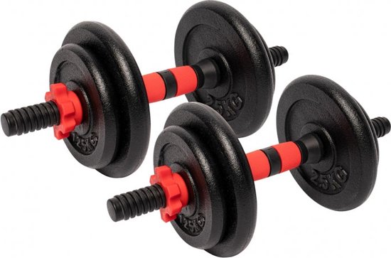 Gorilla Sports Dumbellset 15 kg - 2 x 7.5 kg - Gietijzer - 25 mm