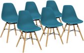 Set van 6 stoelen Sandra eendenblauw voor de eetkamer