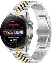 By Qubix 20mm - Stalen band - Zilver - goud - Geschikt voor Huawei watch GT 2 (42mm) - Huawei watch GT 3 (42mm) - Huawei watch GT 3 Pro (43mm)