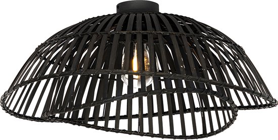 QAZQA pua - Oosterse Plafondlamp - 1 lichts - Ø 62 cm - Zwart - Woonkamer | Slaapkamer | Keuken