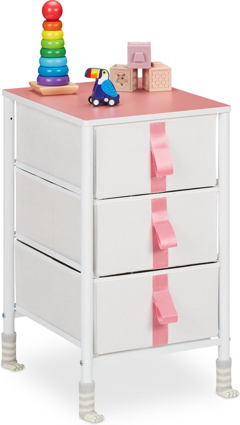 Commode Relaxdays pour chambre d'enfant - 3 tiroirs - armoire à jouets étroite - armoire de rangement speelgoed
