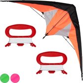 relaxdays Vlieger - kite - stuntvlieger - kindervlieger - 2 lijns vlieger - delta vlieger Oranje
