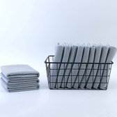 Premium theedoeken van microvezel - wafelstructuur - grijs - 41 x 71 cm - 12 stuks